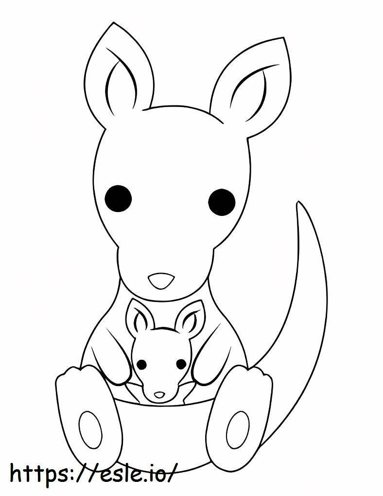 Ibu Kanguru Chibi Dan Bayi Duduk Gambar Mewarnai