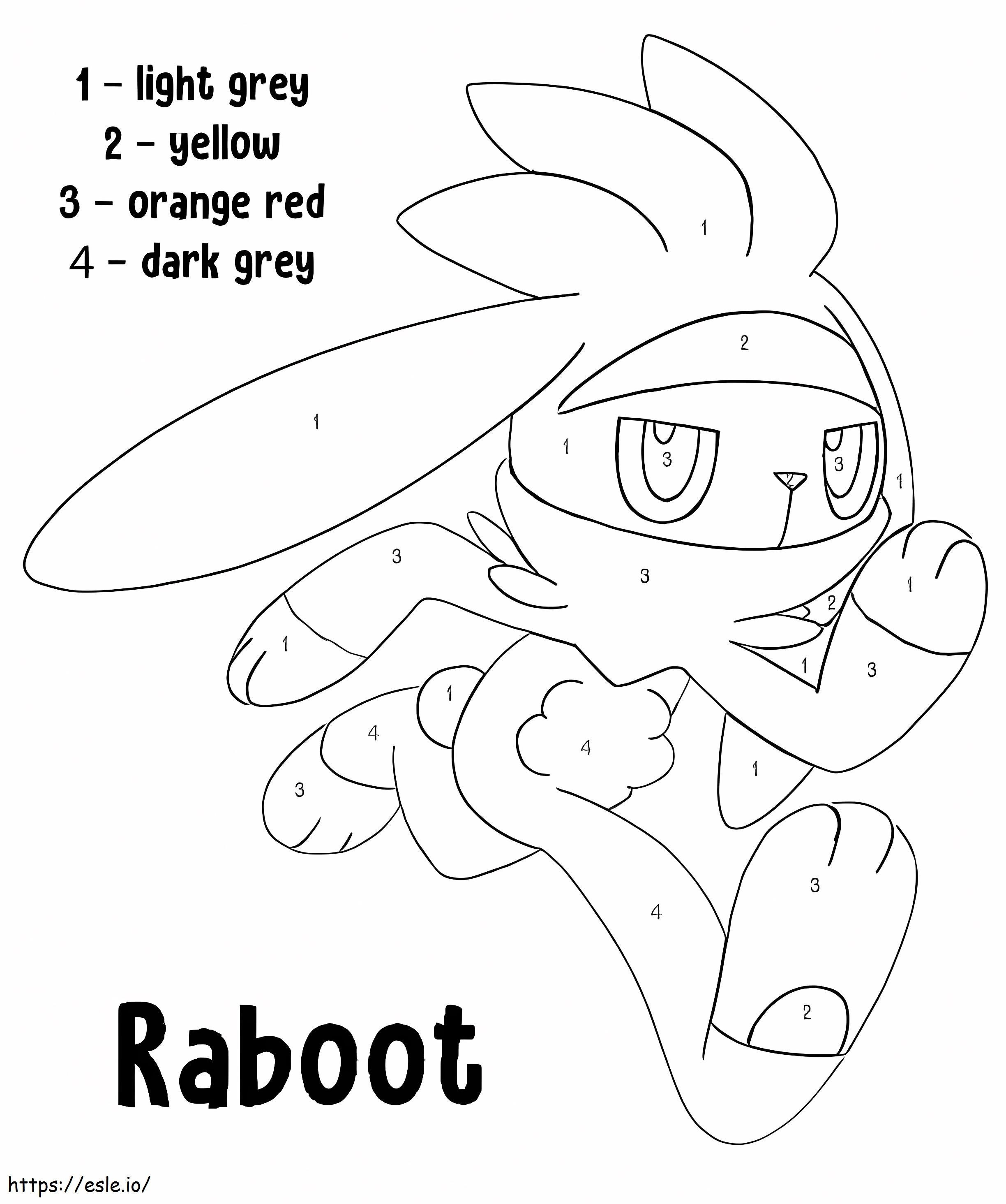 Pokemon Raboot colora per numero da colorare