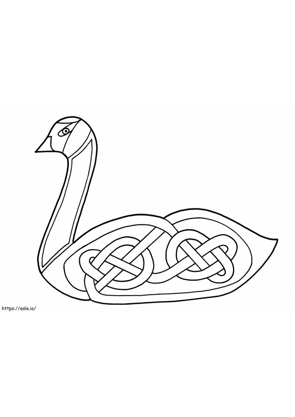 Diseño de cisne celta para colorear