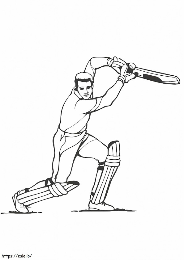 Garoto legal jogando críquete para colorir