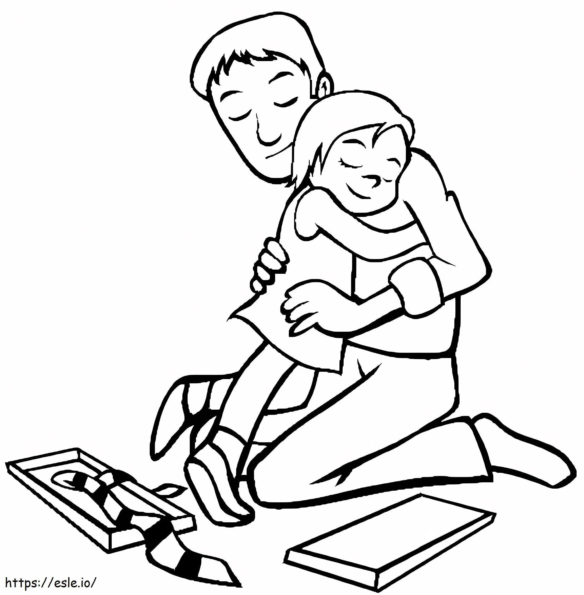 Coloriage Père et fille à imprimer dessin