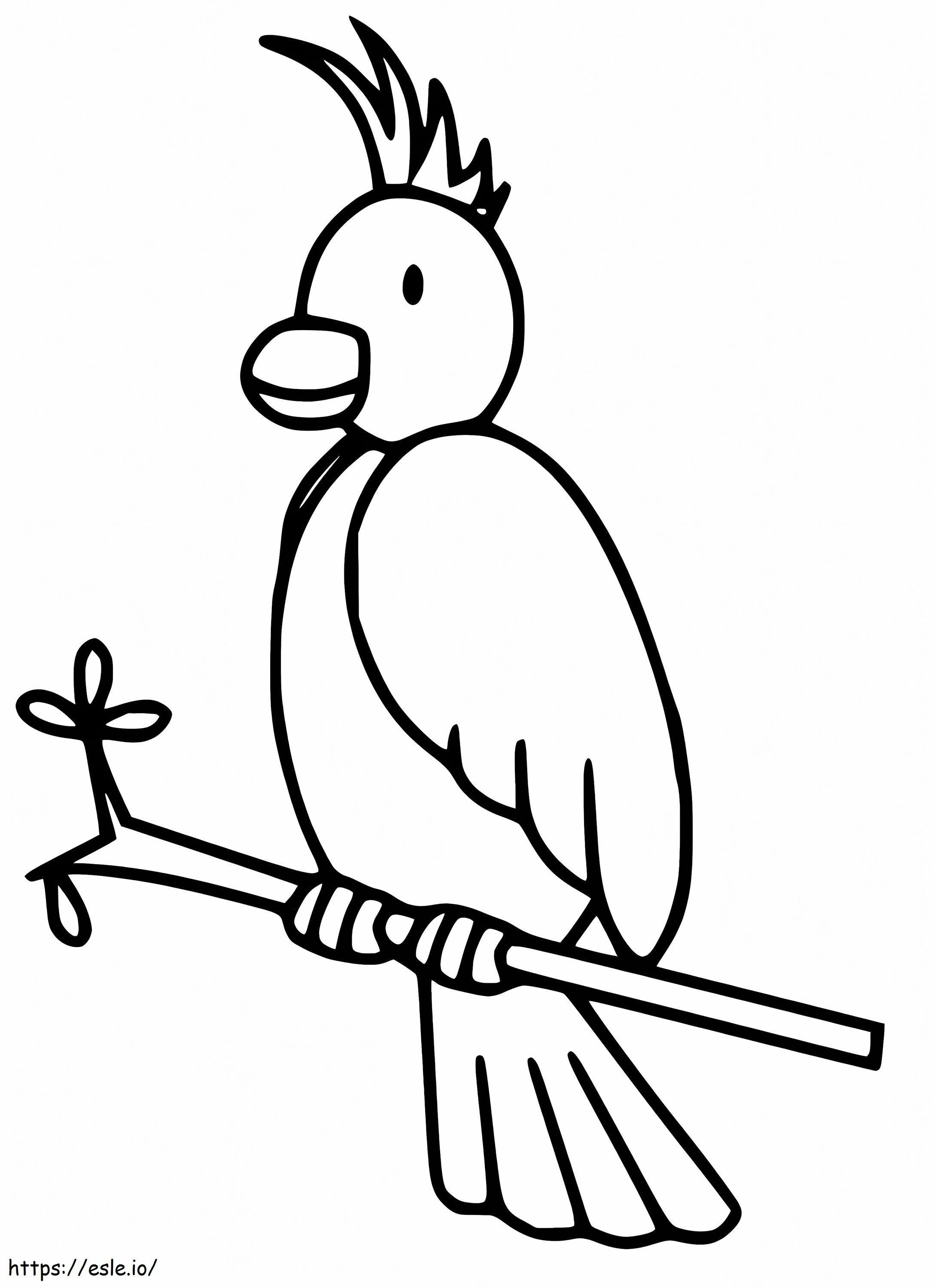 Funny Cockatiel On Branch coloring page