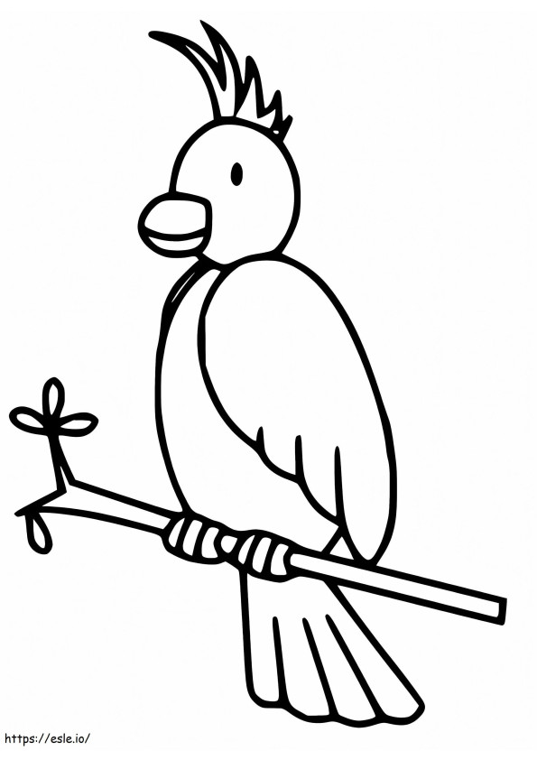 Funny Cockatiel On Branch coloring page