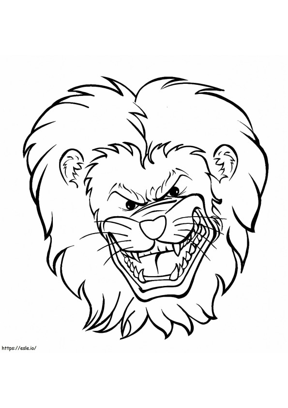 Coloriage Visage de lion en colère à imprimer dessin