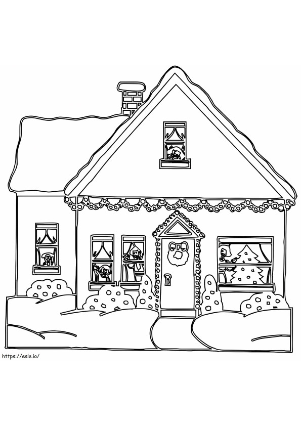 Christmas House coloring page