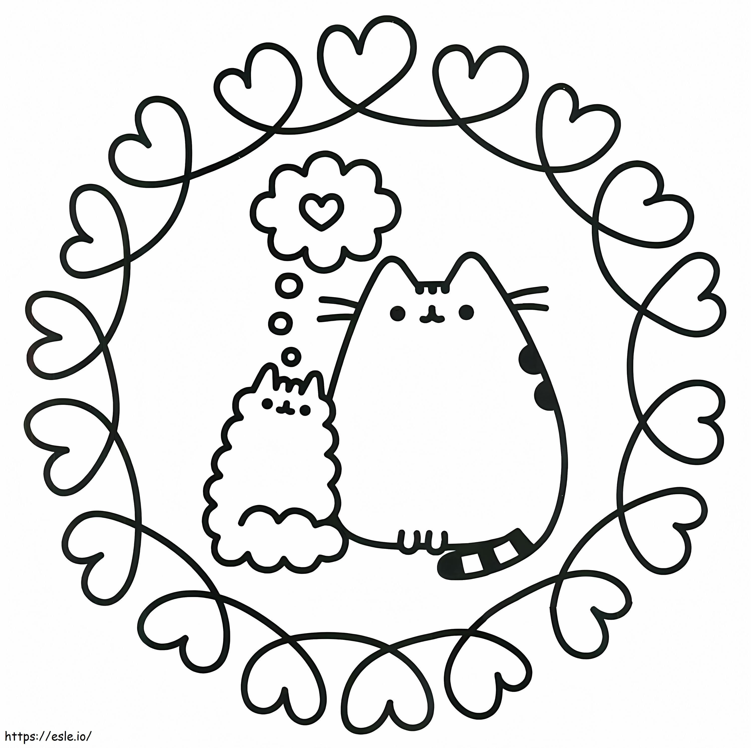 Pusheen In Love coloring page