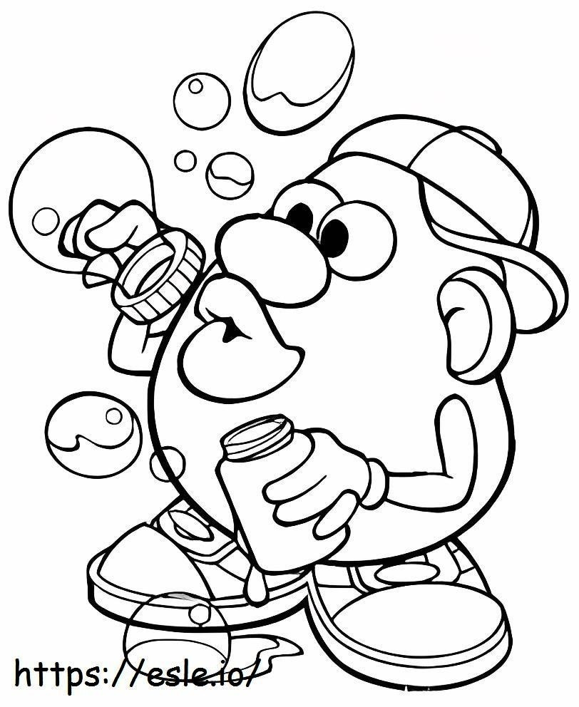Mr. Potato Head Blowing Bubbles coloring page