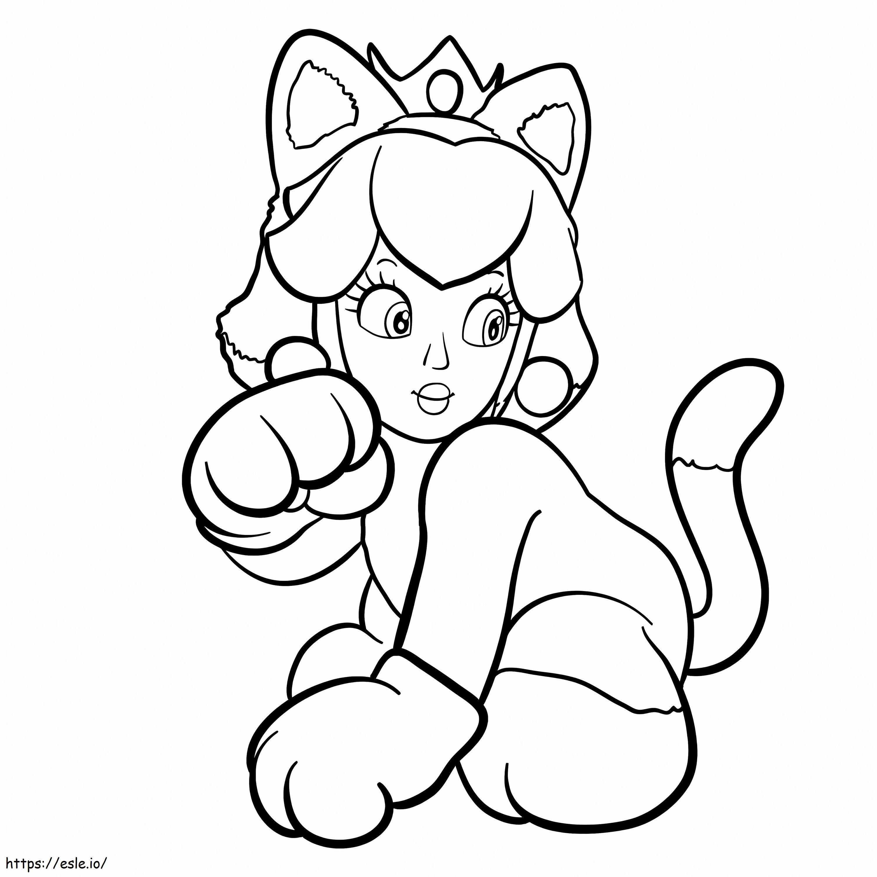 Coloriage Princesse Peach dans un costume de chat à imprimer dessin