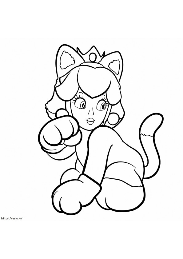 Princesa Peach em uma fantasia de gato para colorir