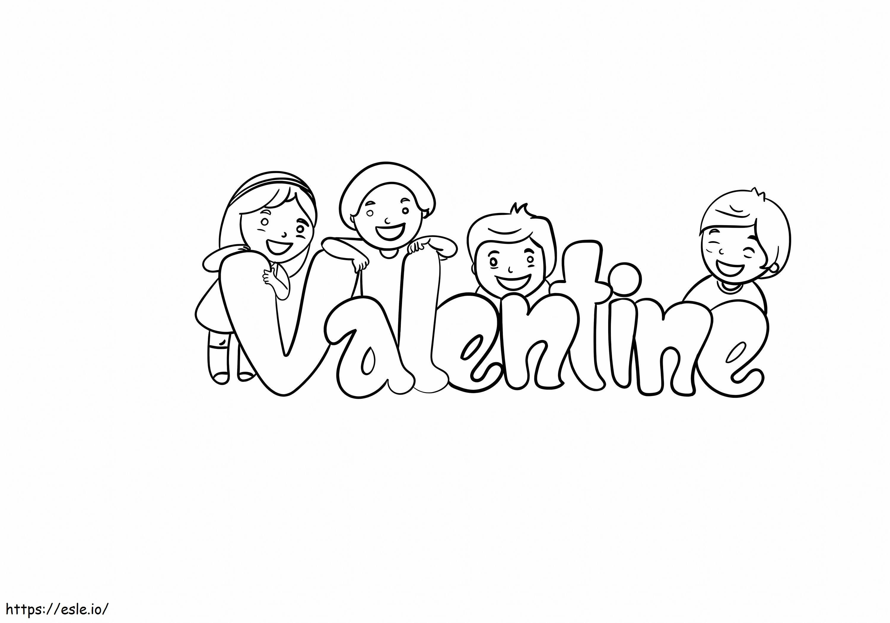 San Valentín con niños para colorear