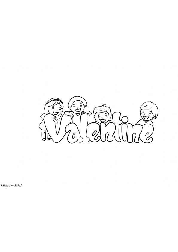 Coloriage Saint Valentin avec des enfants à imprimer dessin