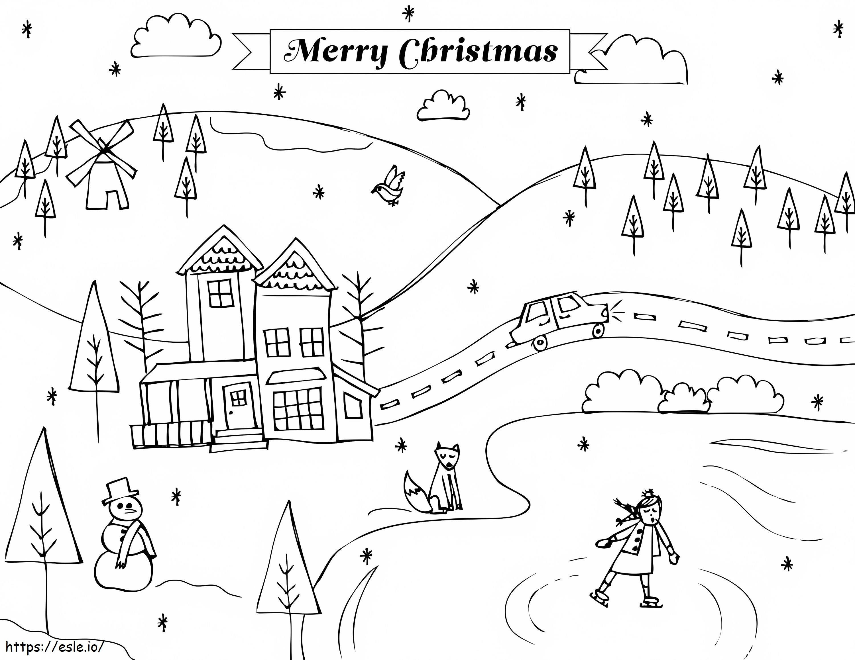 Simple Winter Scene coloring page