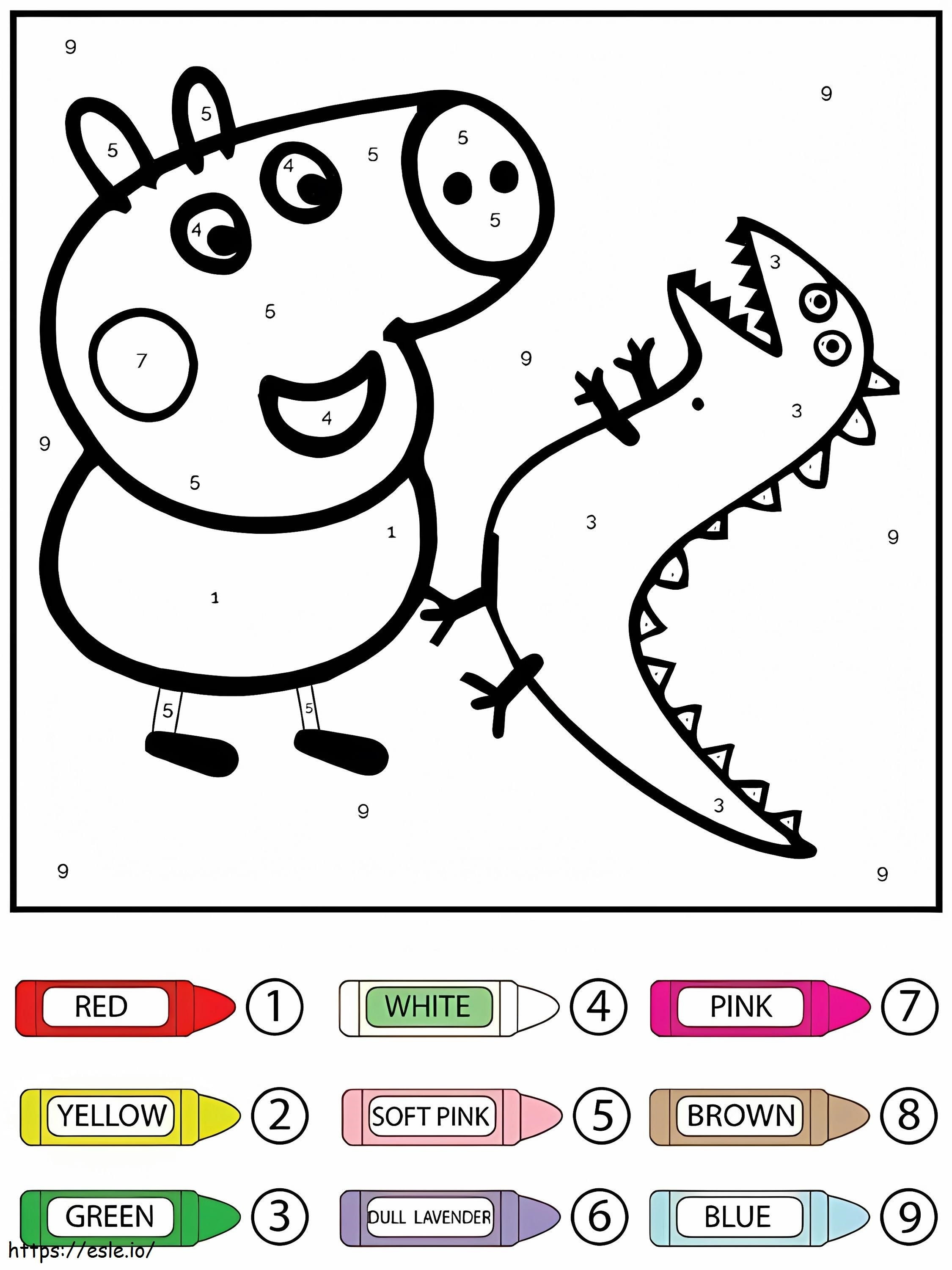 Peppa Pig And Dragon Toy Color By Number coloring page
