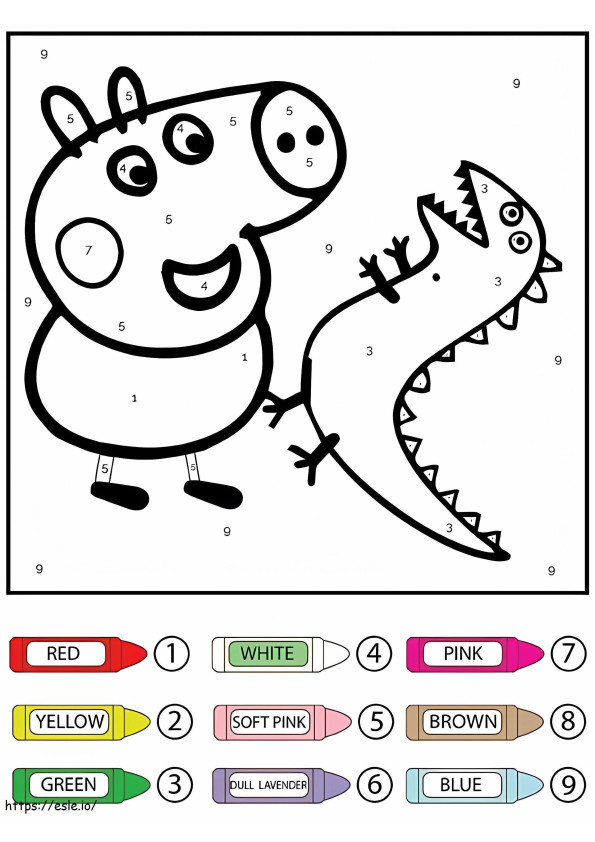 Peppa Pig e dragão brinquedo cor por número para colorir