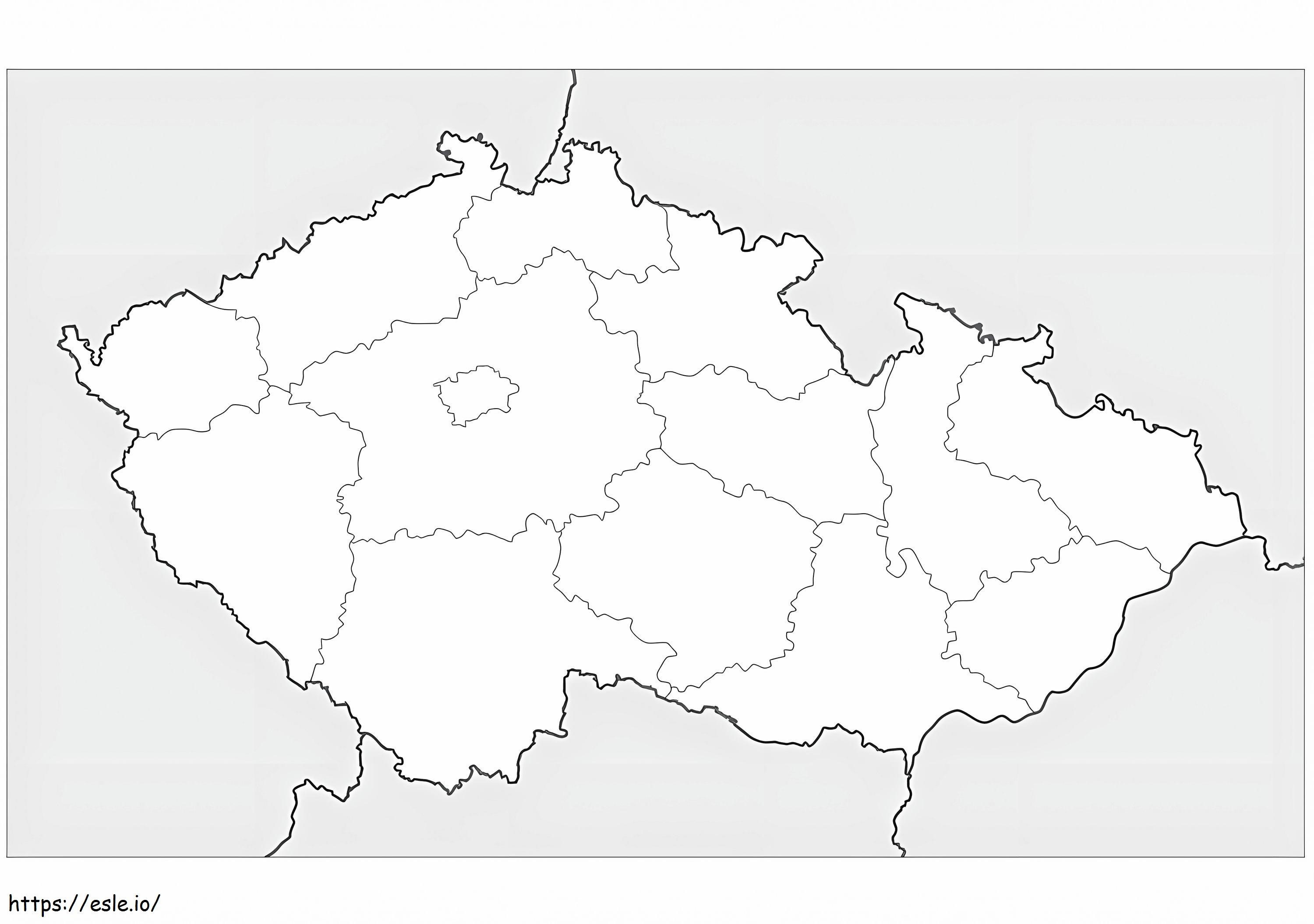 Mapa da República Tcheca para colorir
