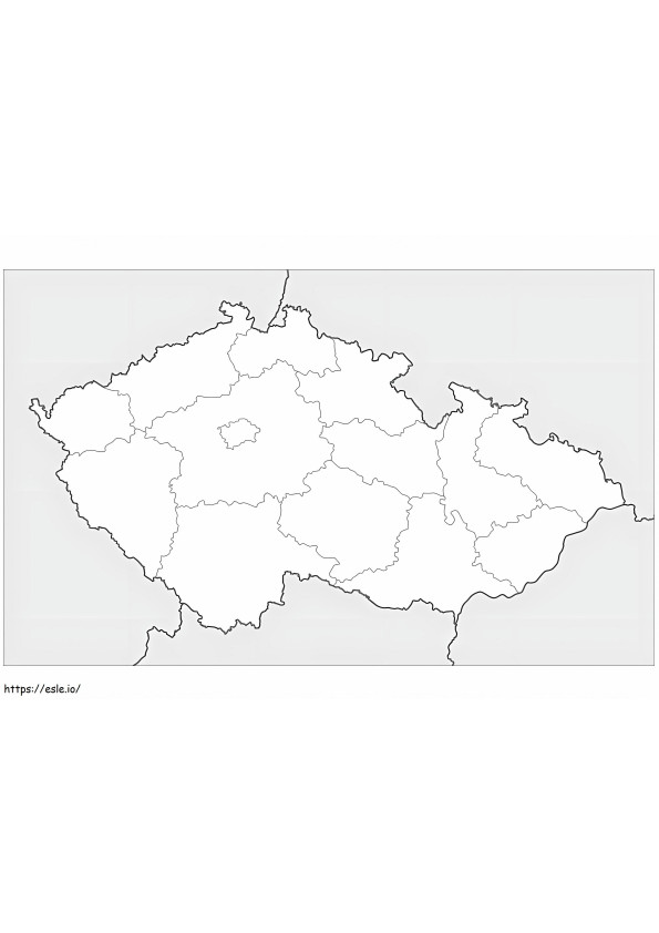 Mapa de República Checa para colorear