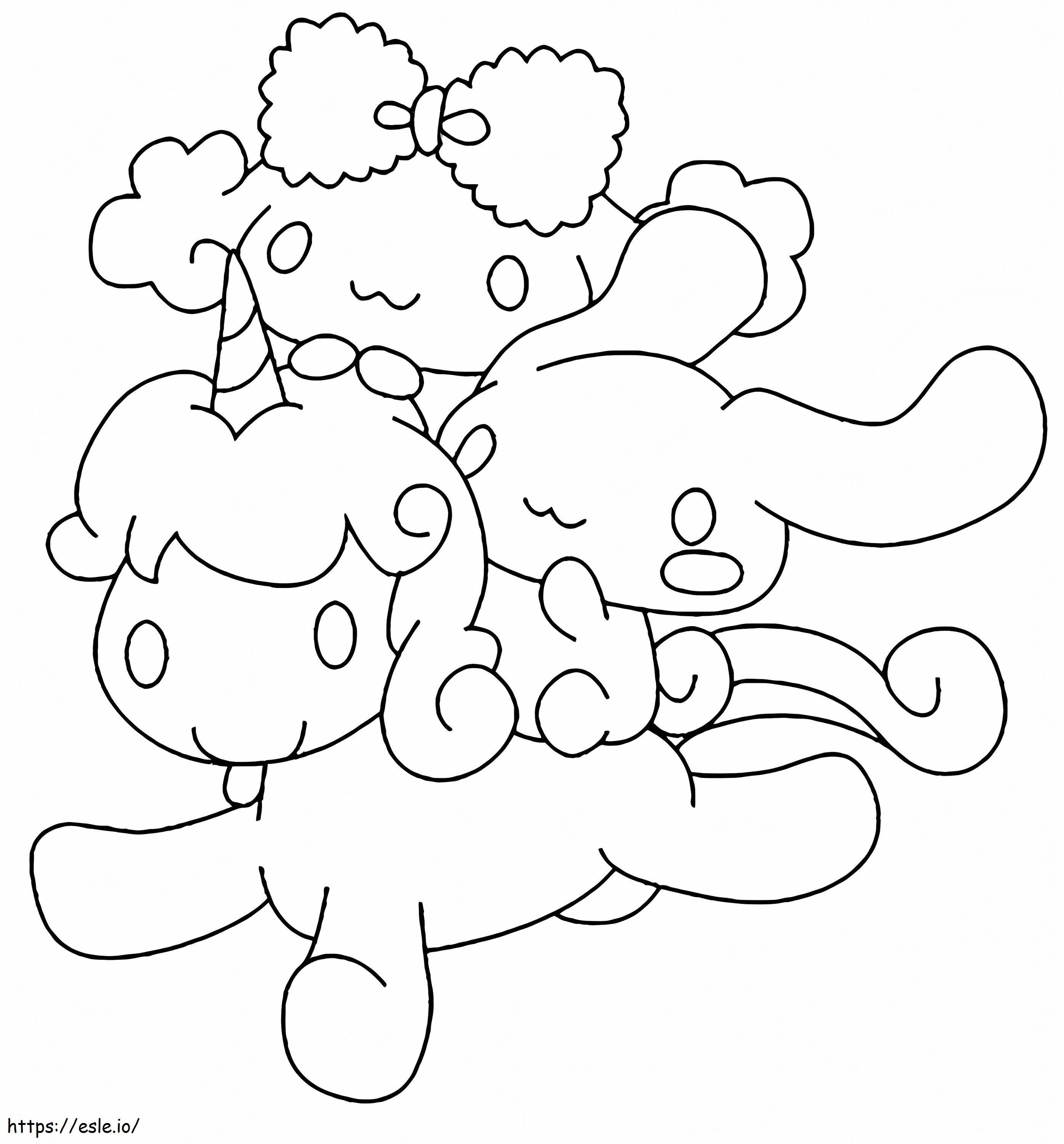 Cinnamoroll With Unicorn coloring page