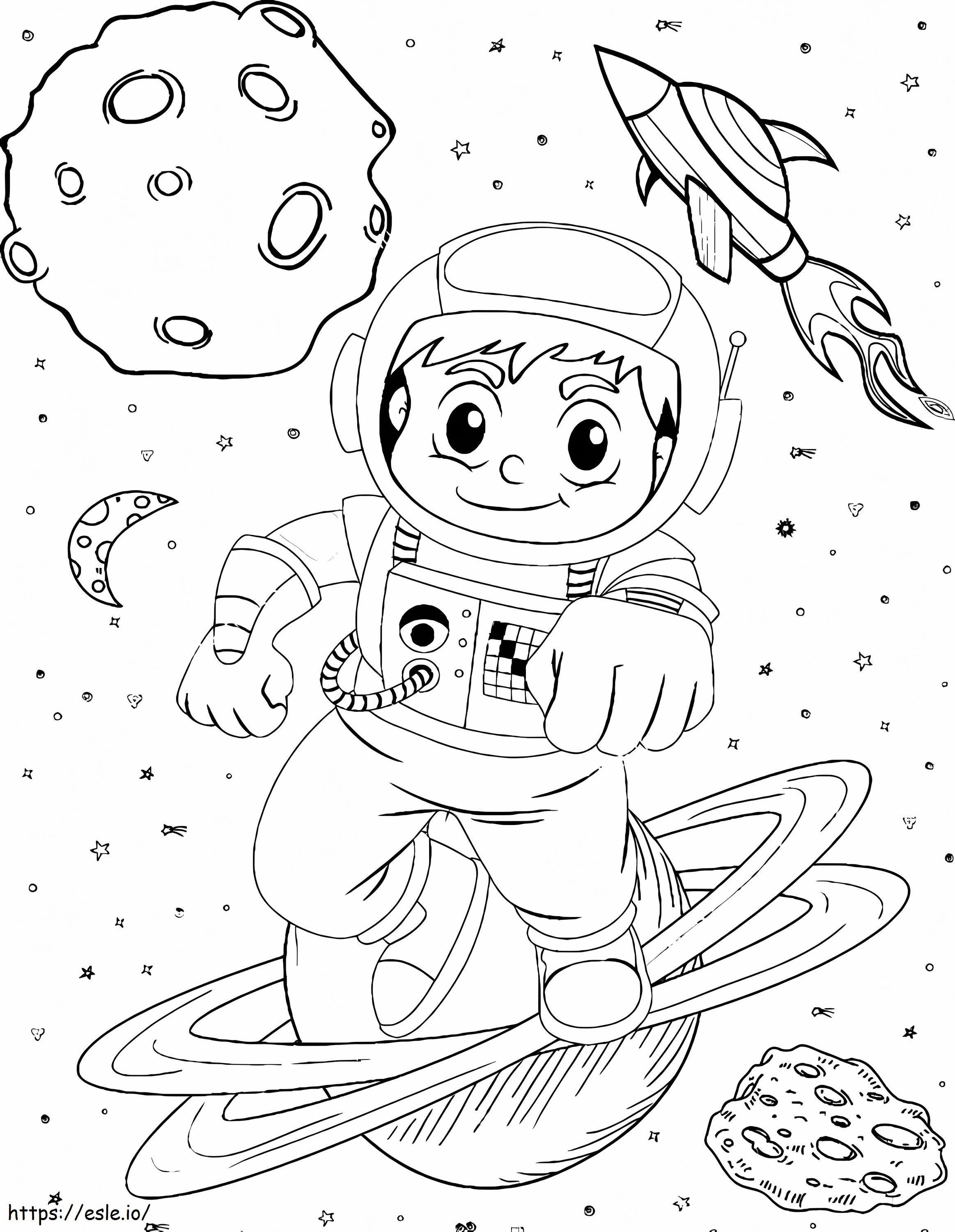 Astronautti sarjakuva värityskuva