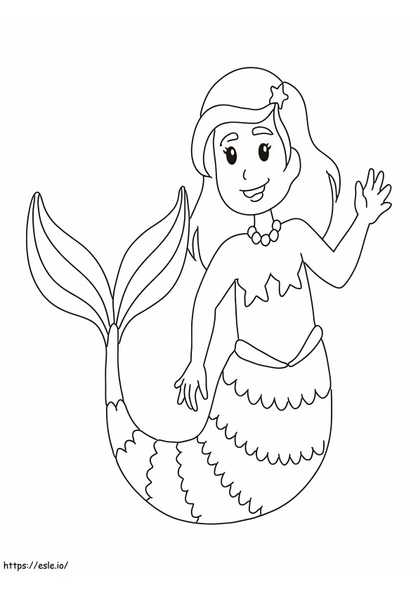 Coloriage Sirène souriante agitant à imprimer dessin