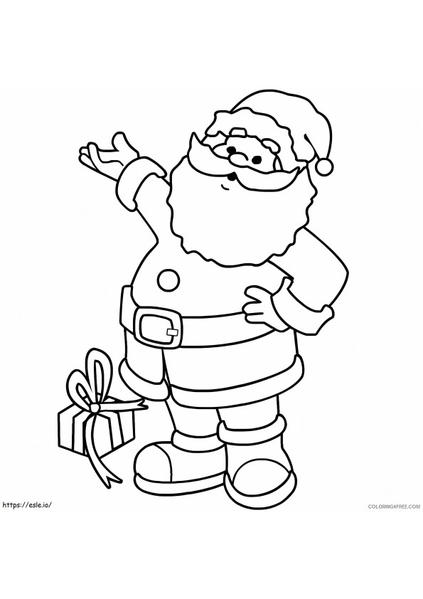 Santa Claus And Gift Box coloring page