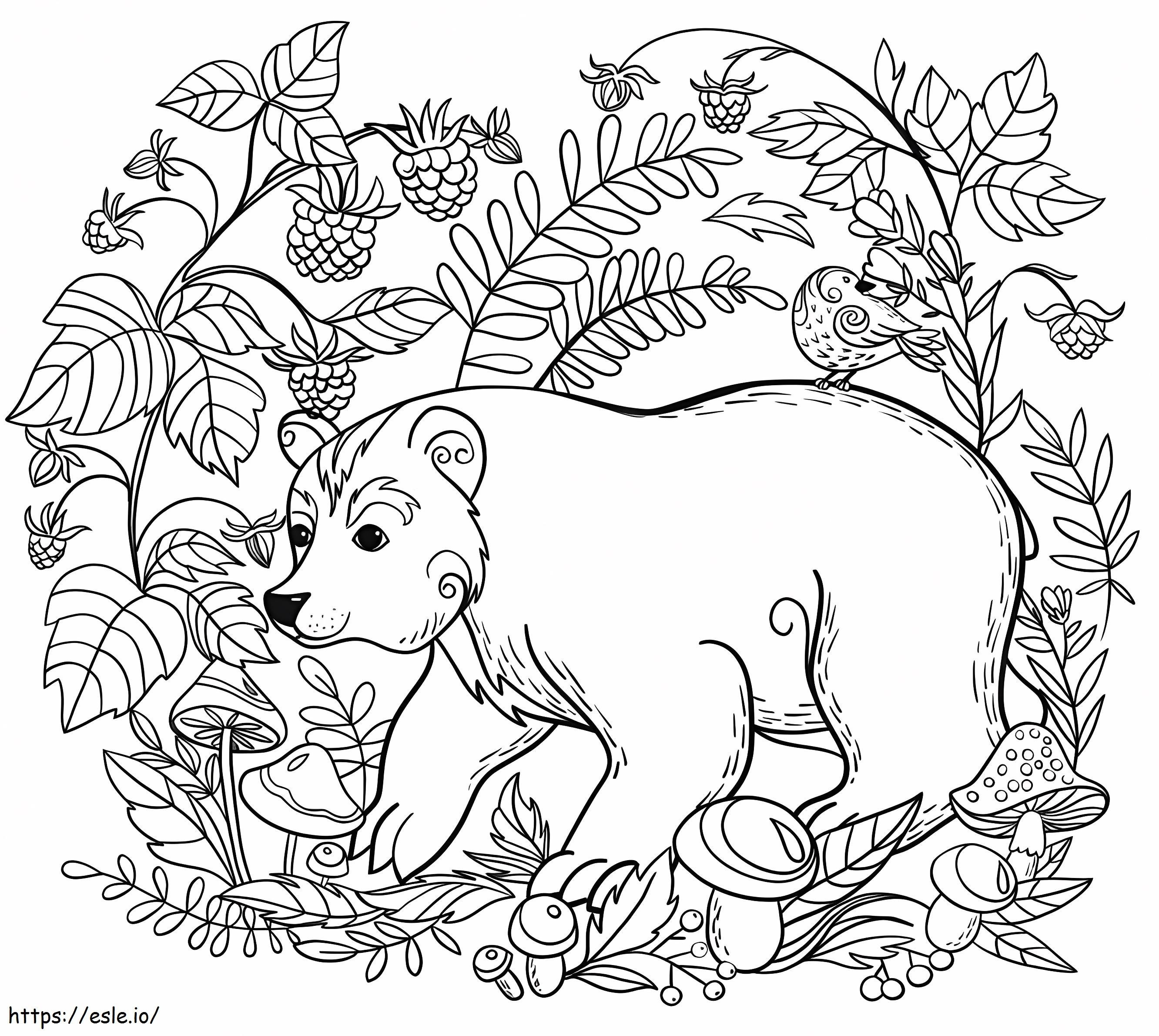Bear And Leaf coloring page