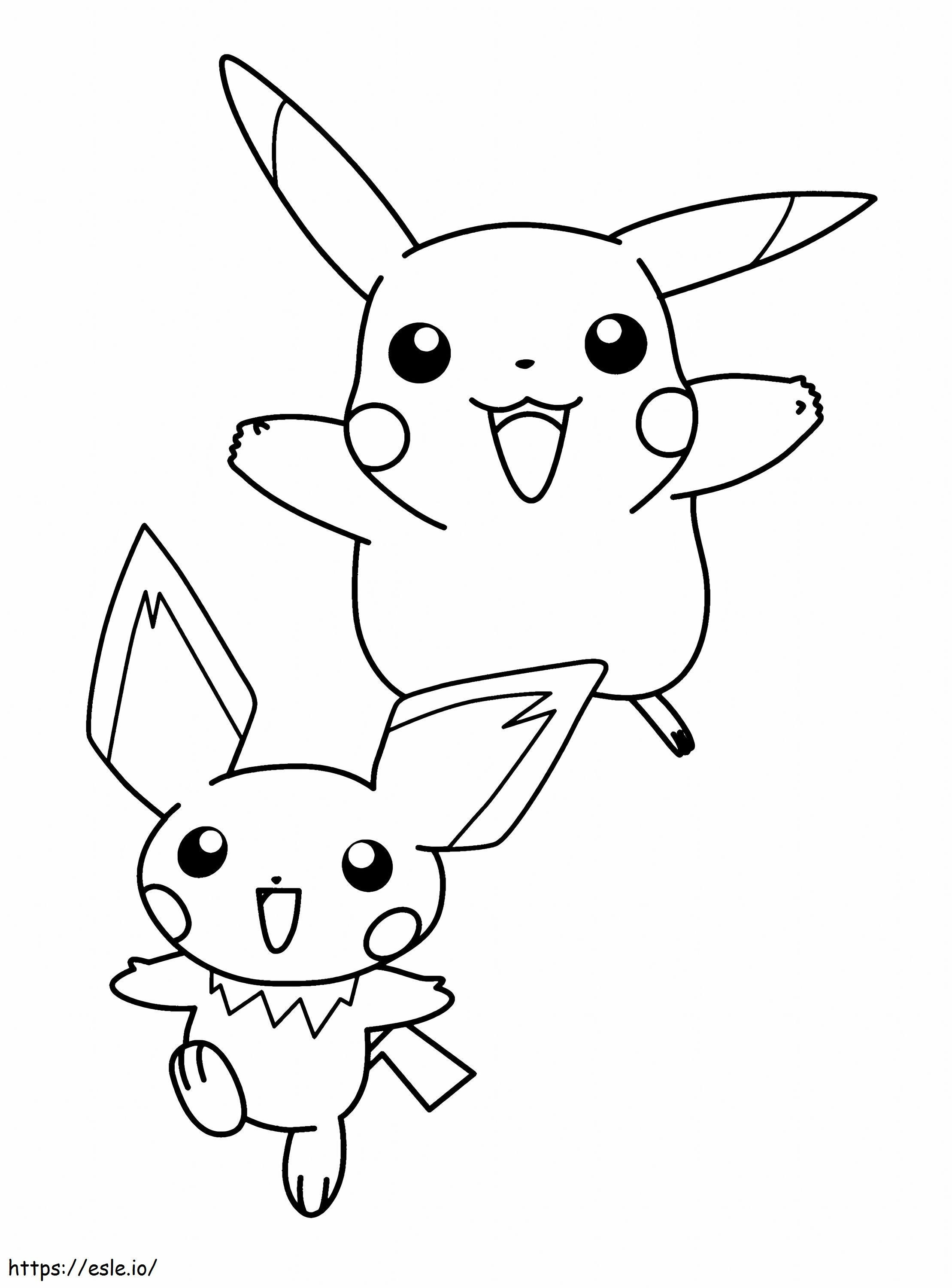 Pikachu y Pichu para colorear