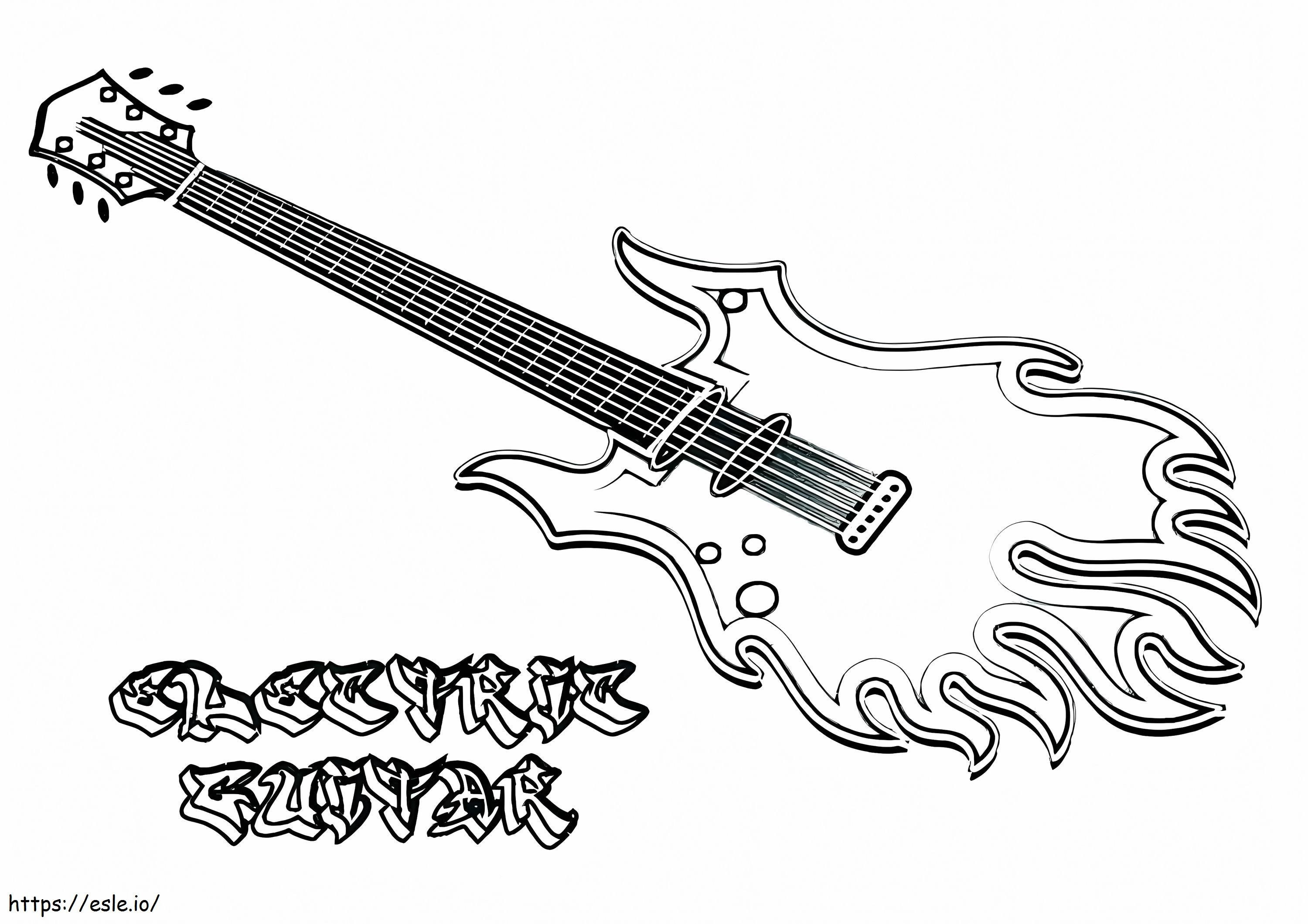 Electric Fire Guitar coloring page