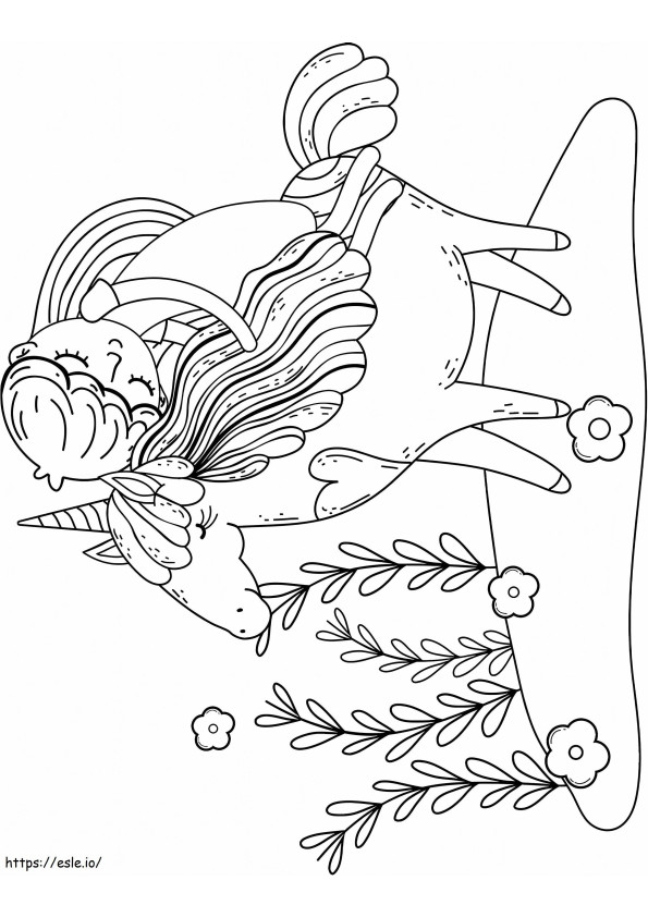 1564621289 Fată Dormită Pe Unicorn A4 de colorat