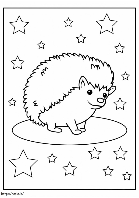 Smiling Hedgehog With Stars coloring page