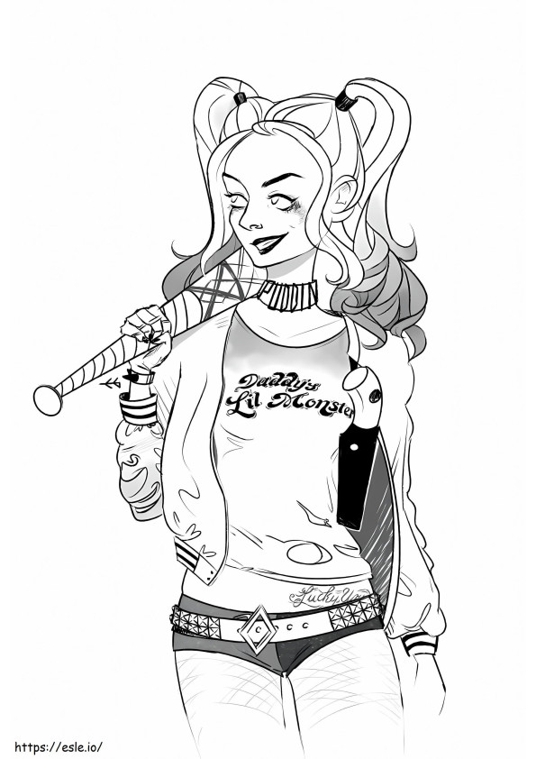 Coloriage Harley Quinn drôle à imprimer dessin