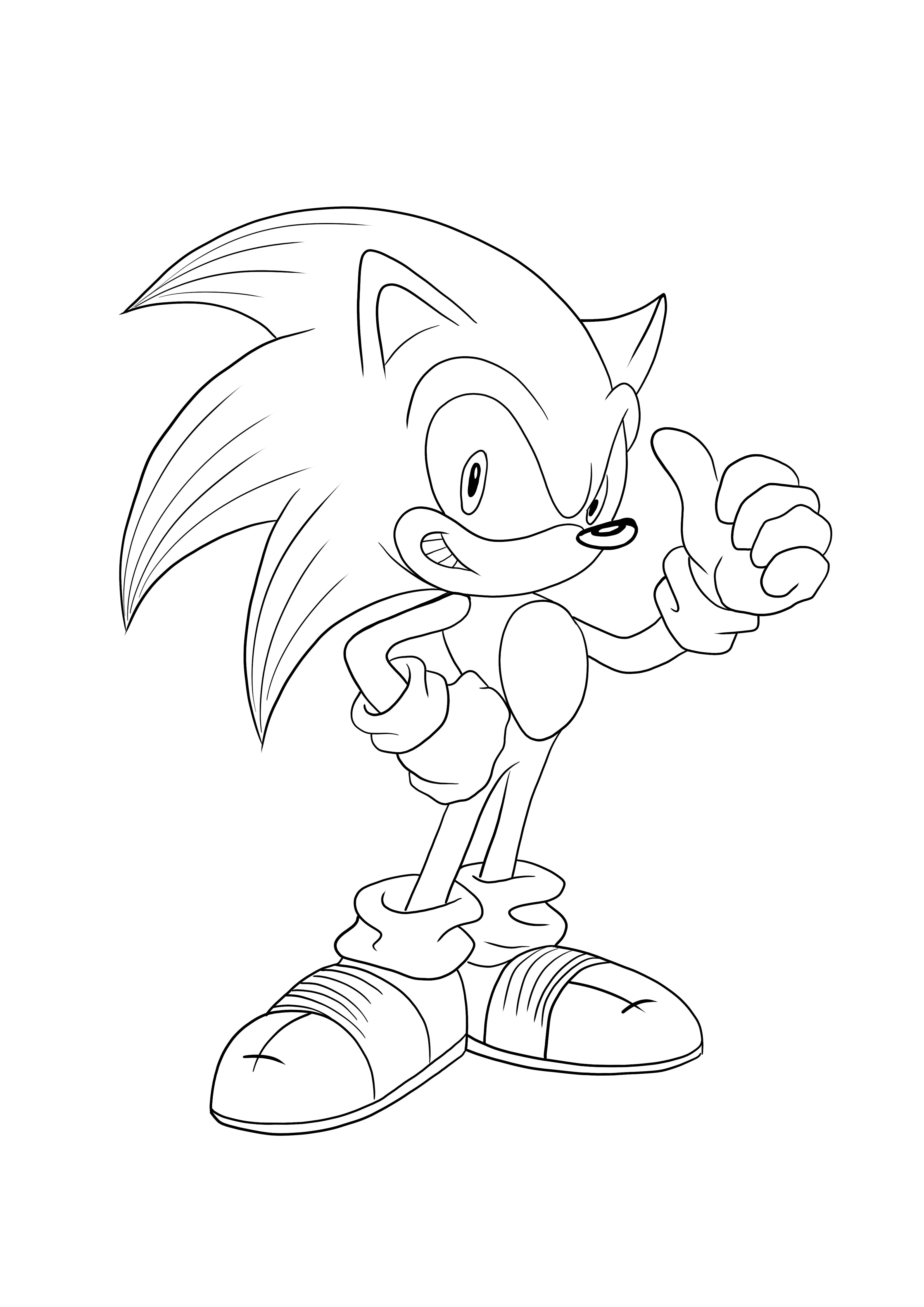 Sonic- el famoso erizo para colorear para niños gratis