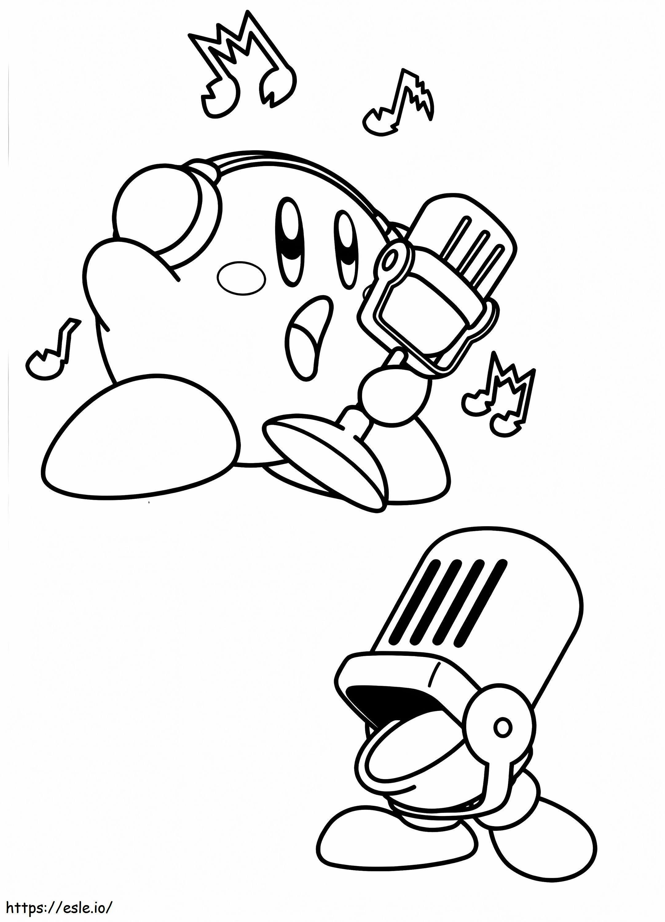 Kirby canta para colorear