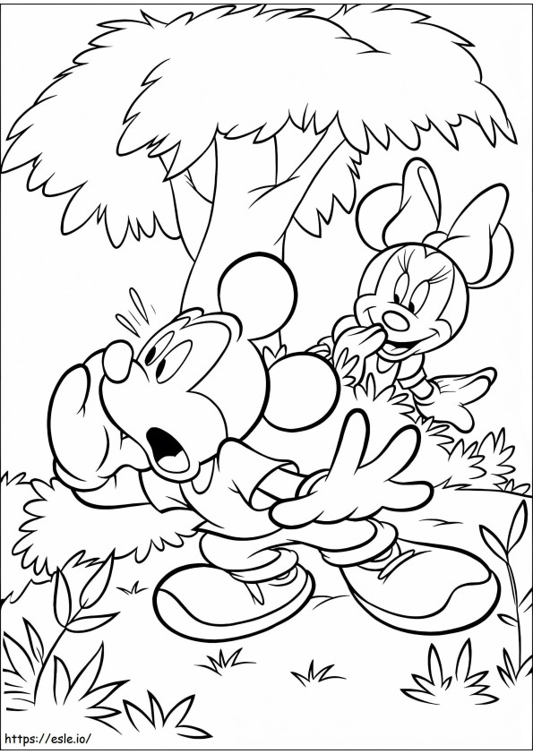 Mickey encontrando Minnie para colorir