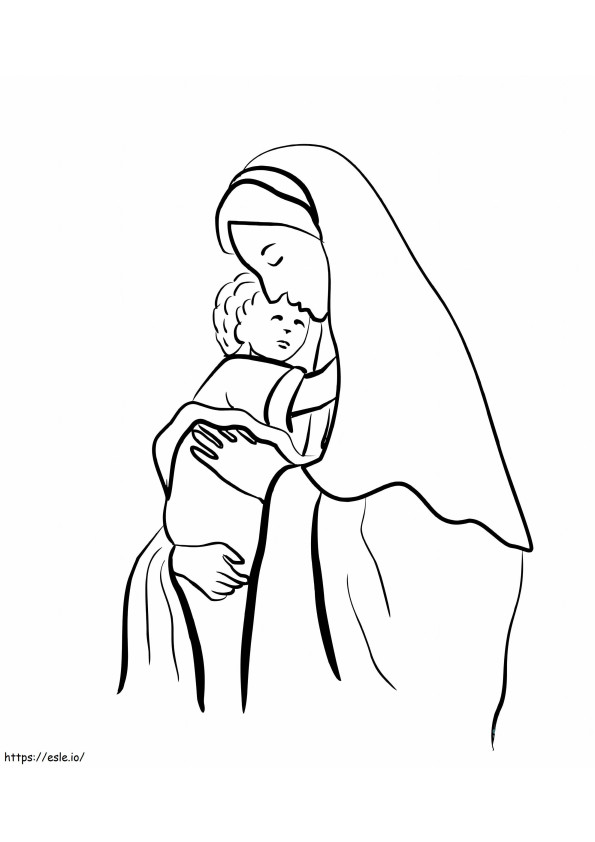 Estampa Mãe de Jesus para as crianças colorirem para colorir