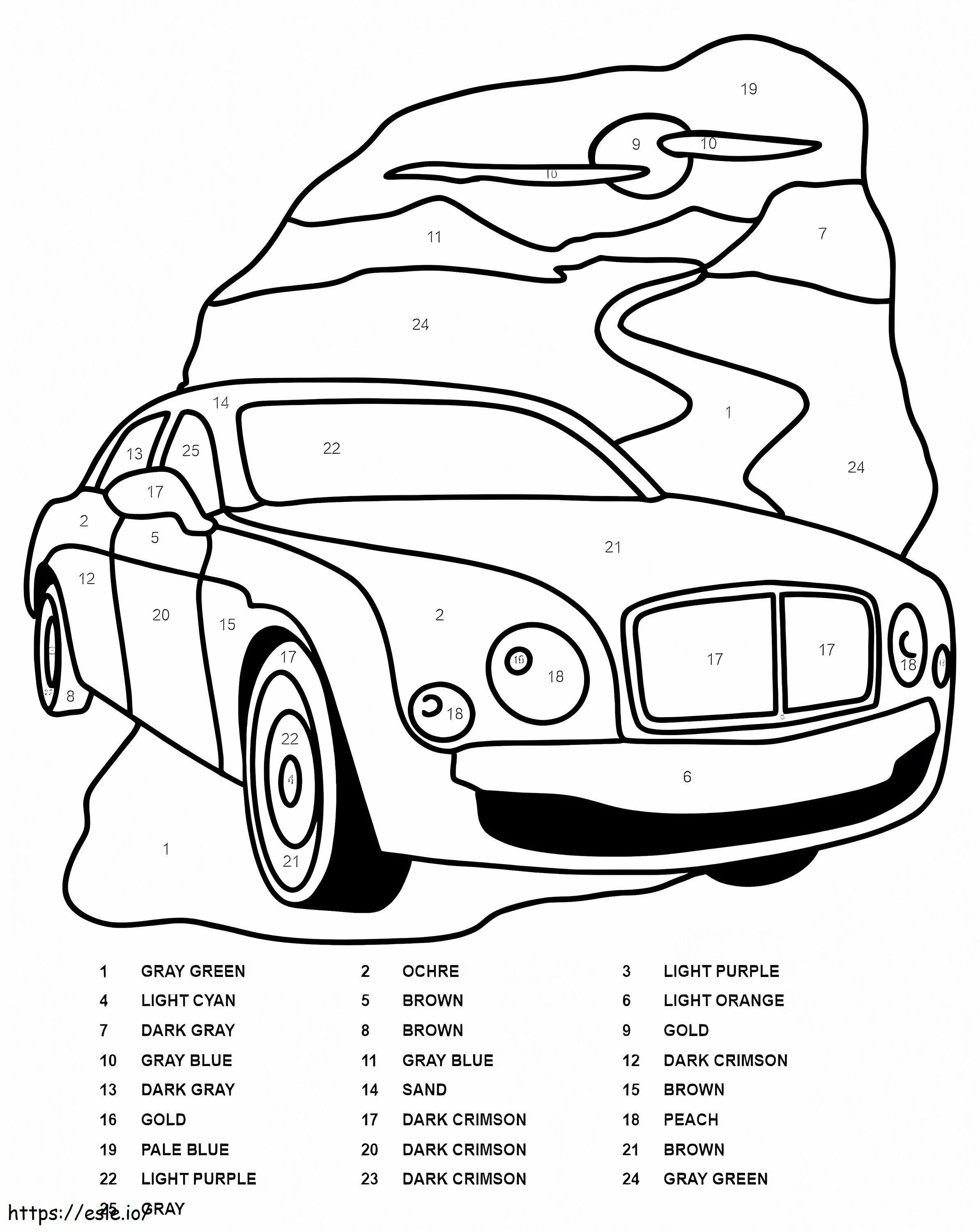 Coloriage Couleur de voiture Bentley Mulsanne par numéro à imprimer dessin