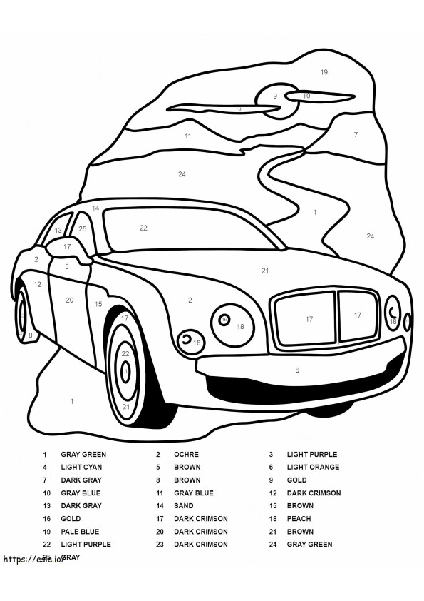 Kolorowanie samochodu Bentley Mulsanne według numerów kolorowanka