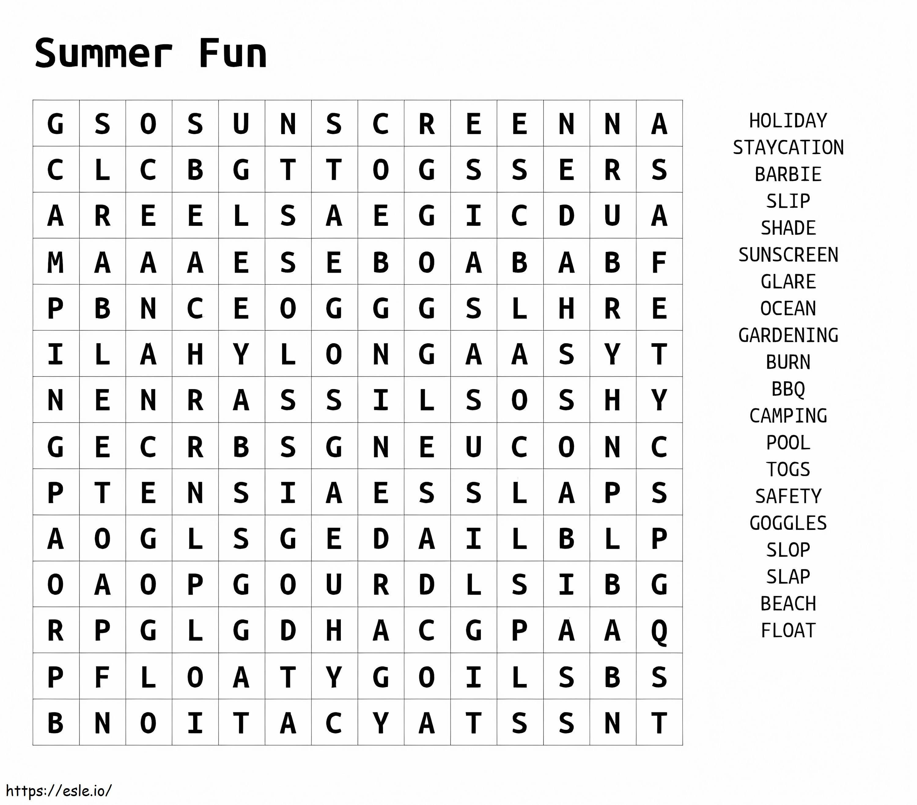 Summer Fun sanahaku värityskuva
