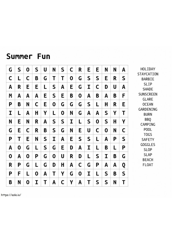 Summer Fun Wordsearch coloring page