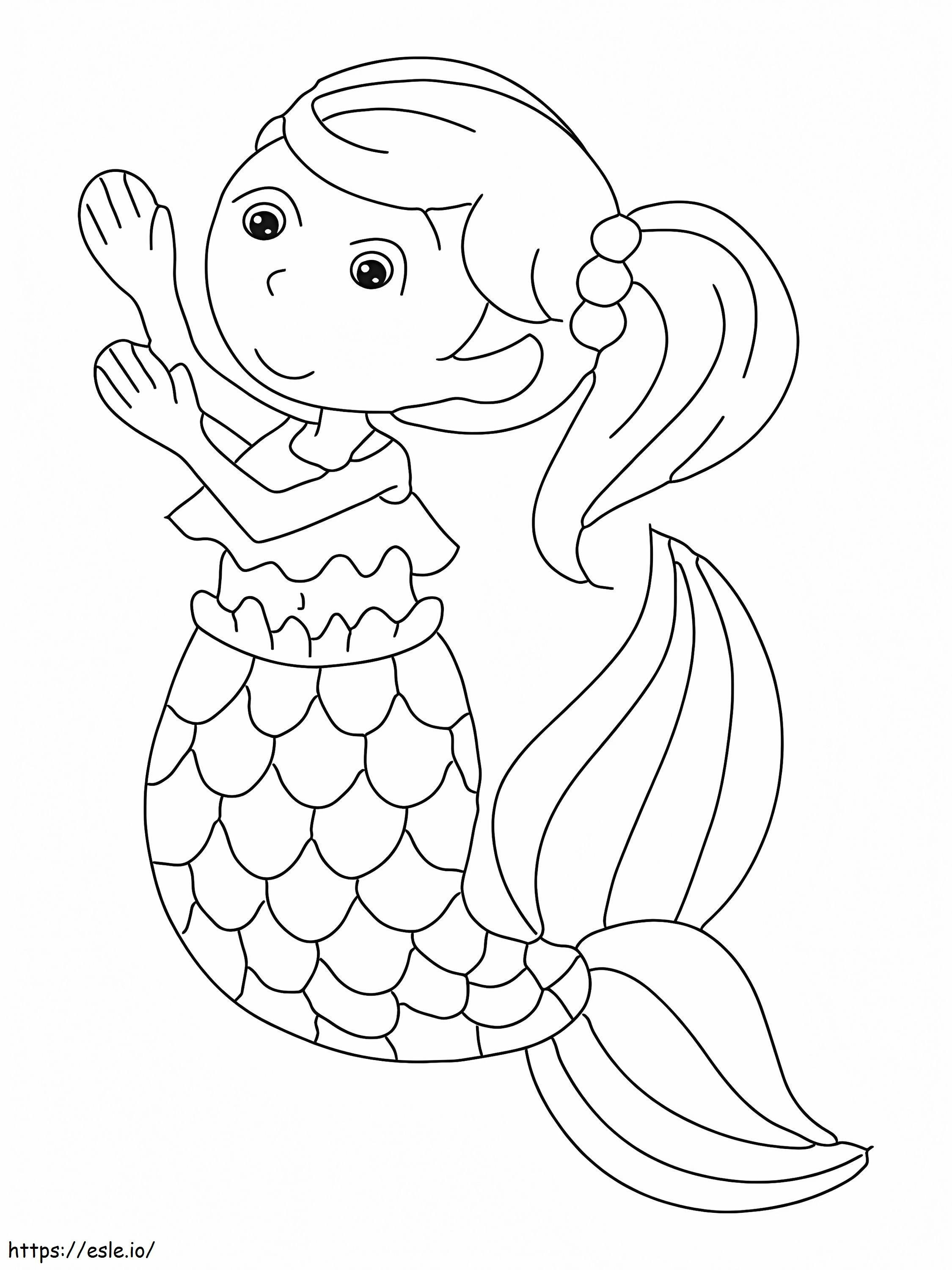 Coloriage Petite sirène adorable à imprimer dessin