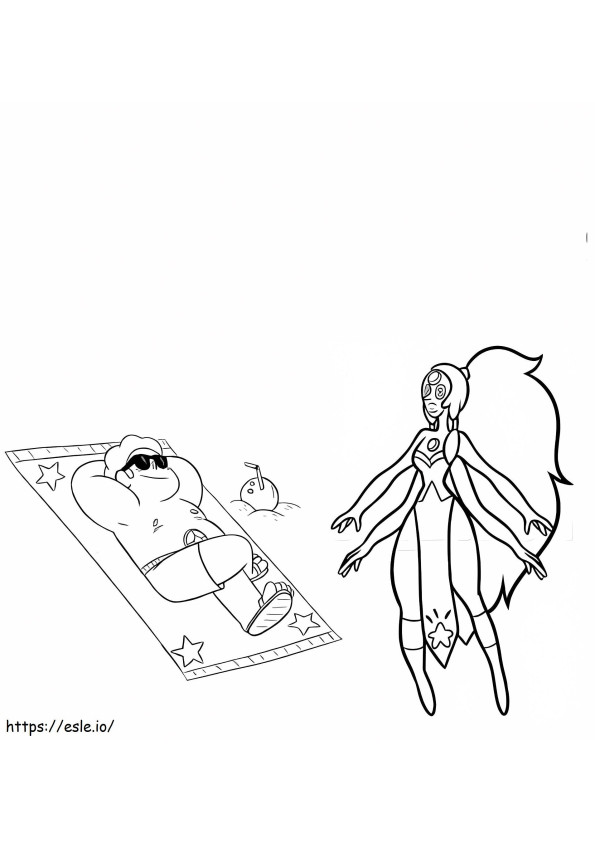 Steven And Opal On The Beach coloring page