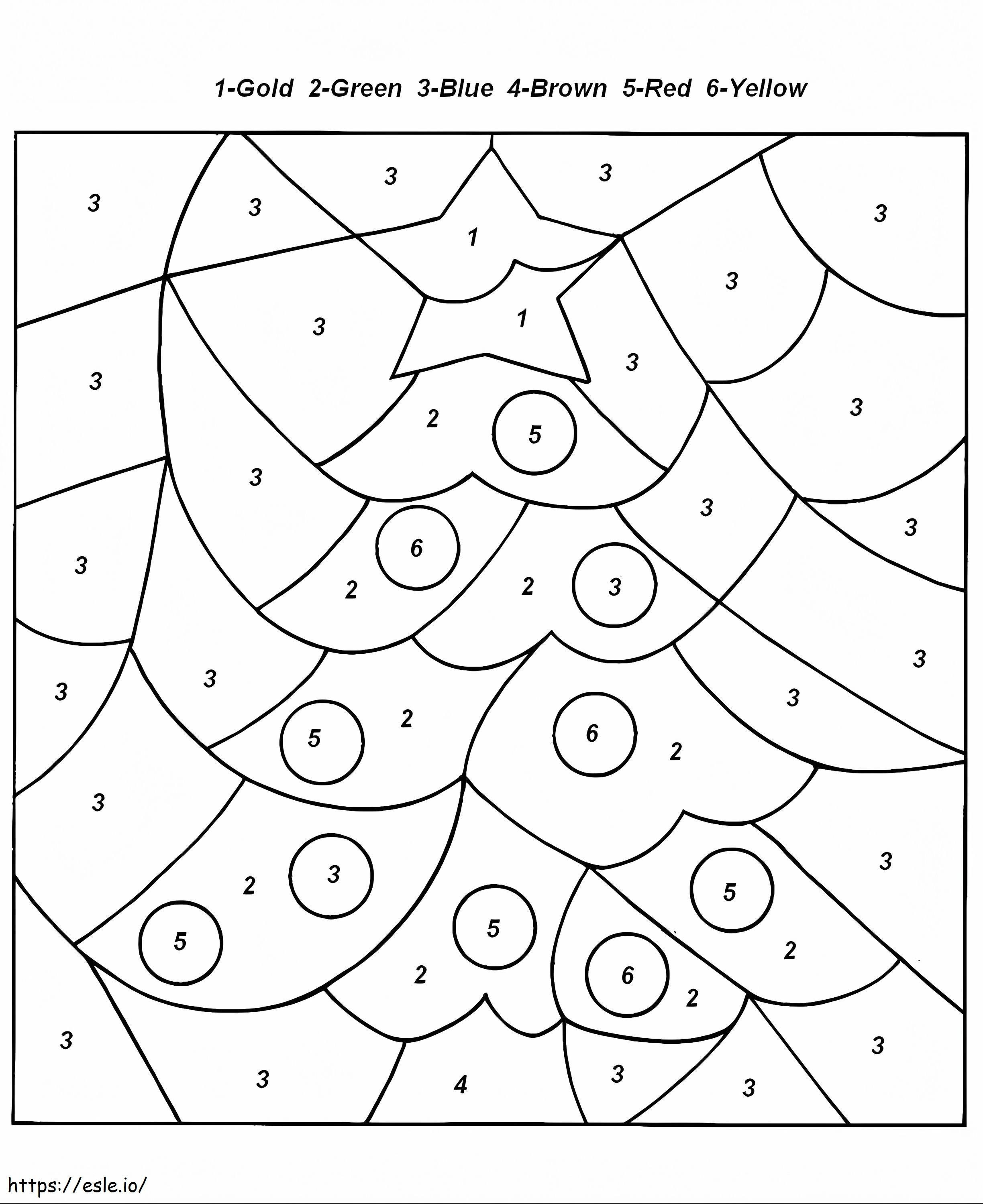 Colore semplice dell'albero di Natale per numero da colorare