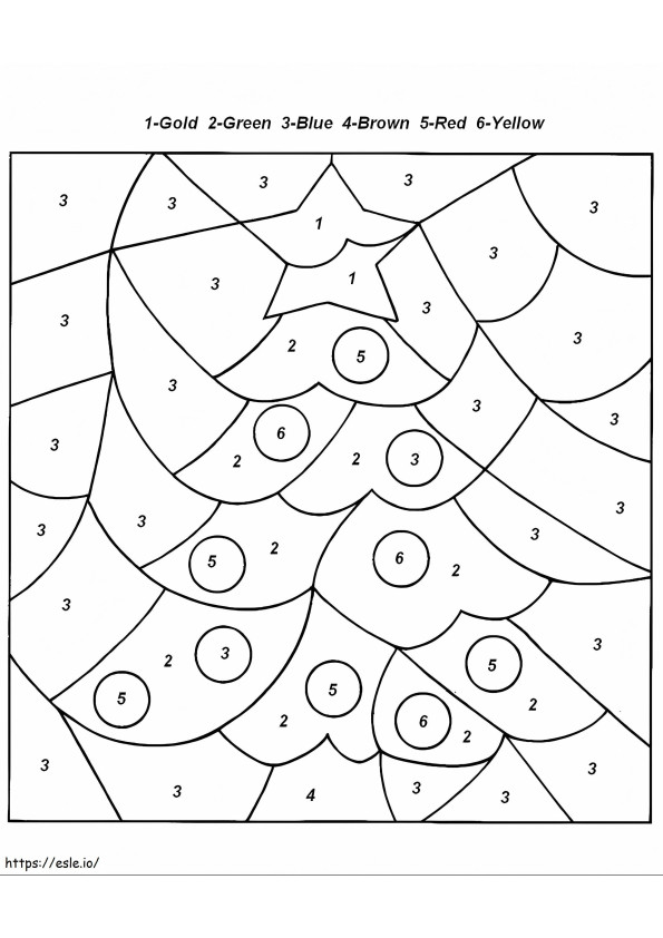 Einfache Weihnachtsbaumfarbe nach Zahlen ausmalbilder