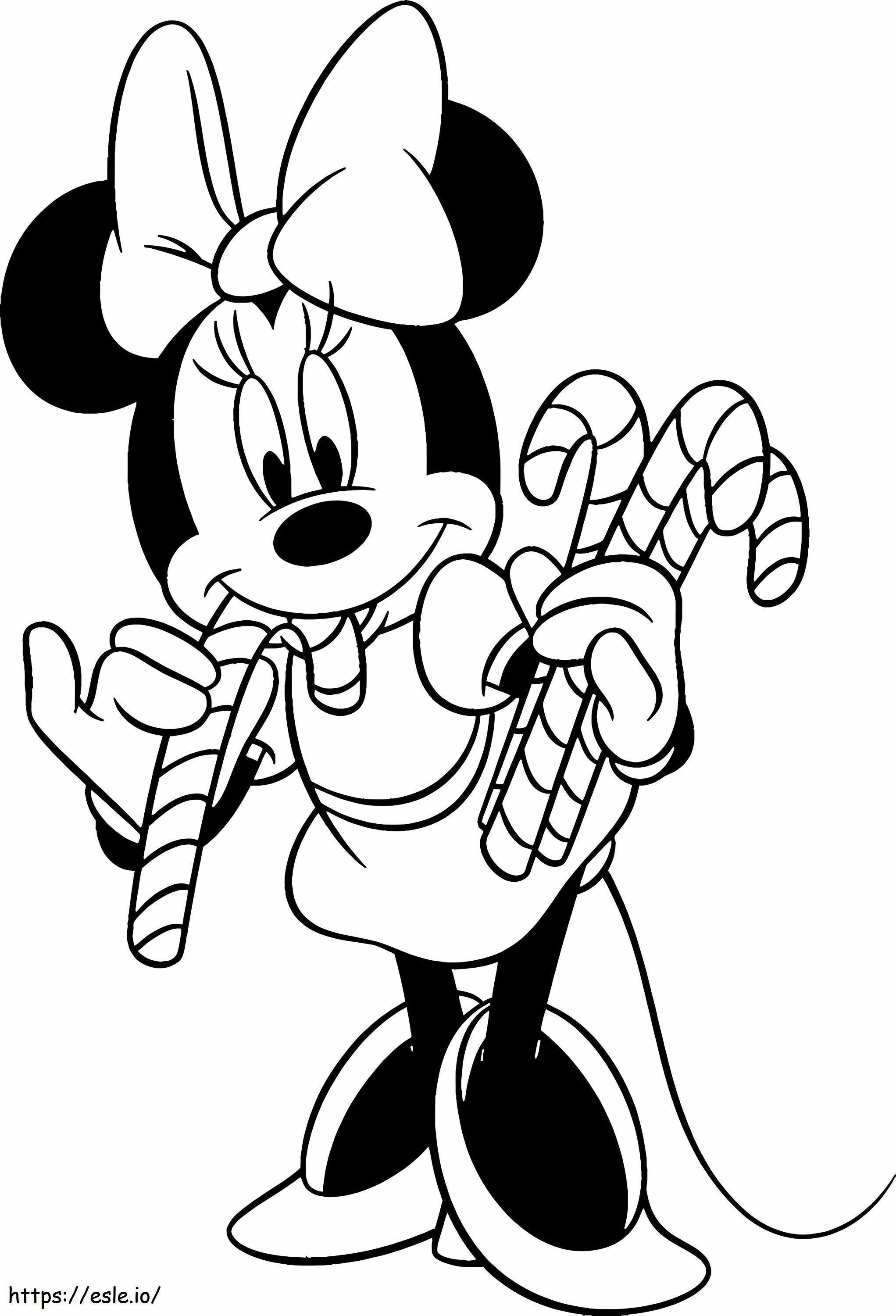 Minnie Mouse sosteniendo dulces para colorear