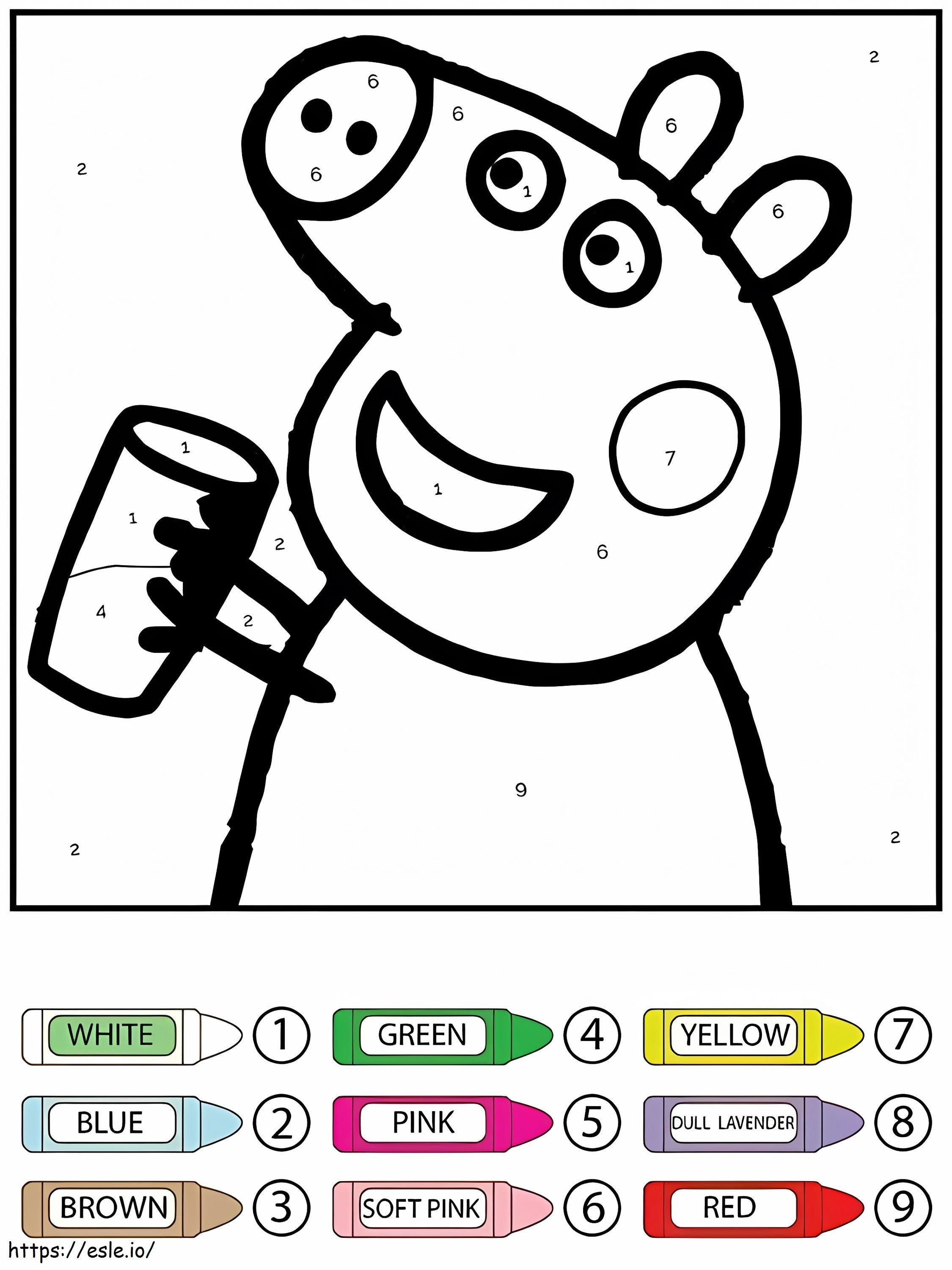 Drinking Water Peppa Pig Color By Number coloring page