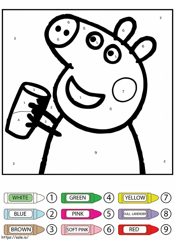 Drinking Water Peppa Pig Color By Number coloring page