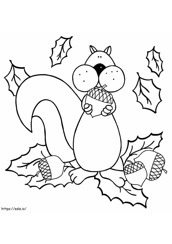Coloriage Écureuil mangeant du gland à imprimer dessin
