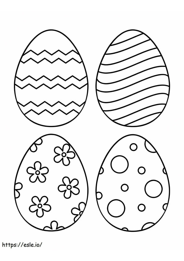 Cuatro huevos de Pascua para colorear