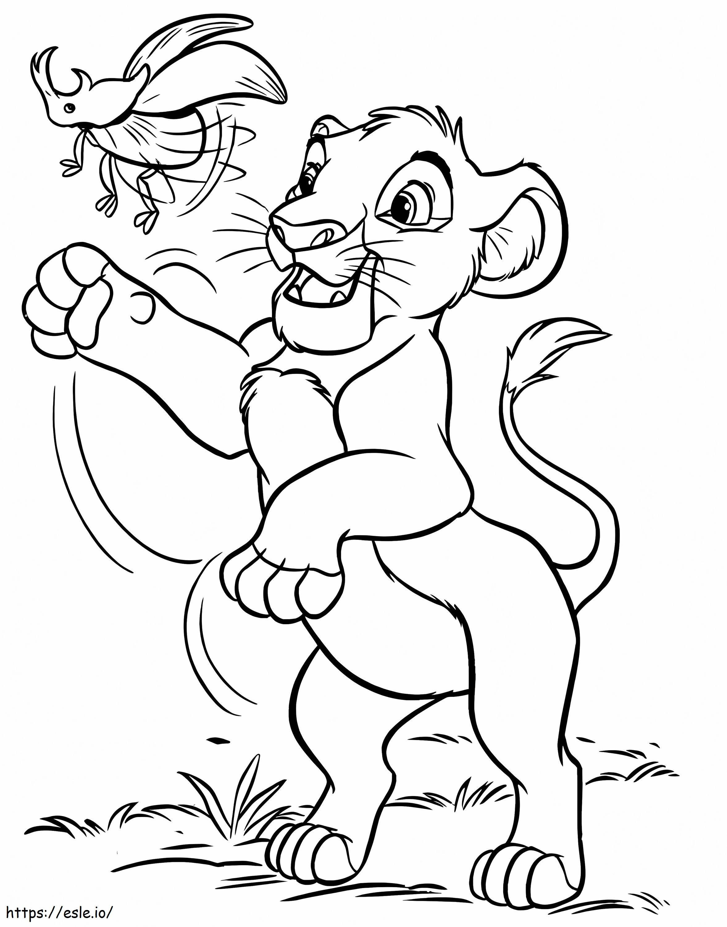Simba And The Beetle coloring page