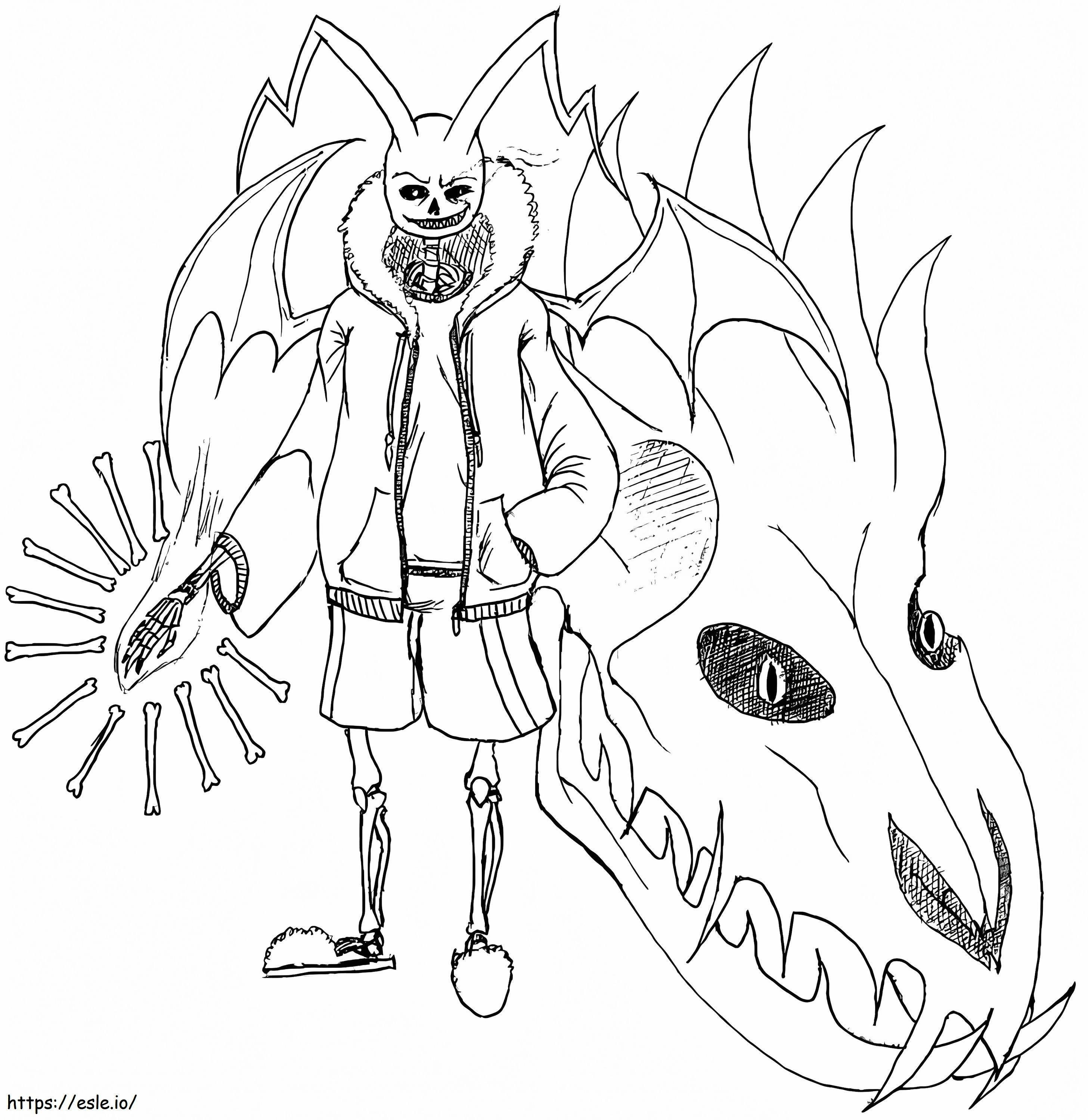 Sans And Dragon coloring page