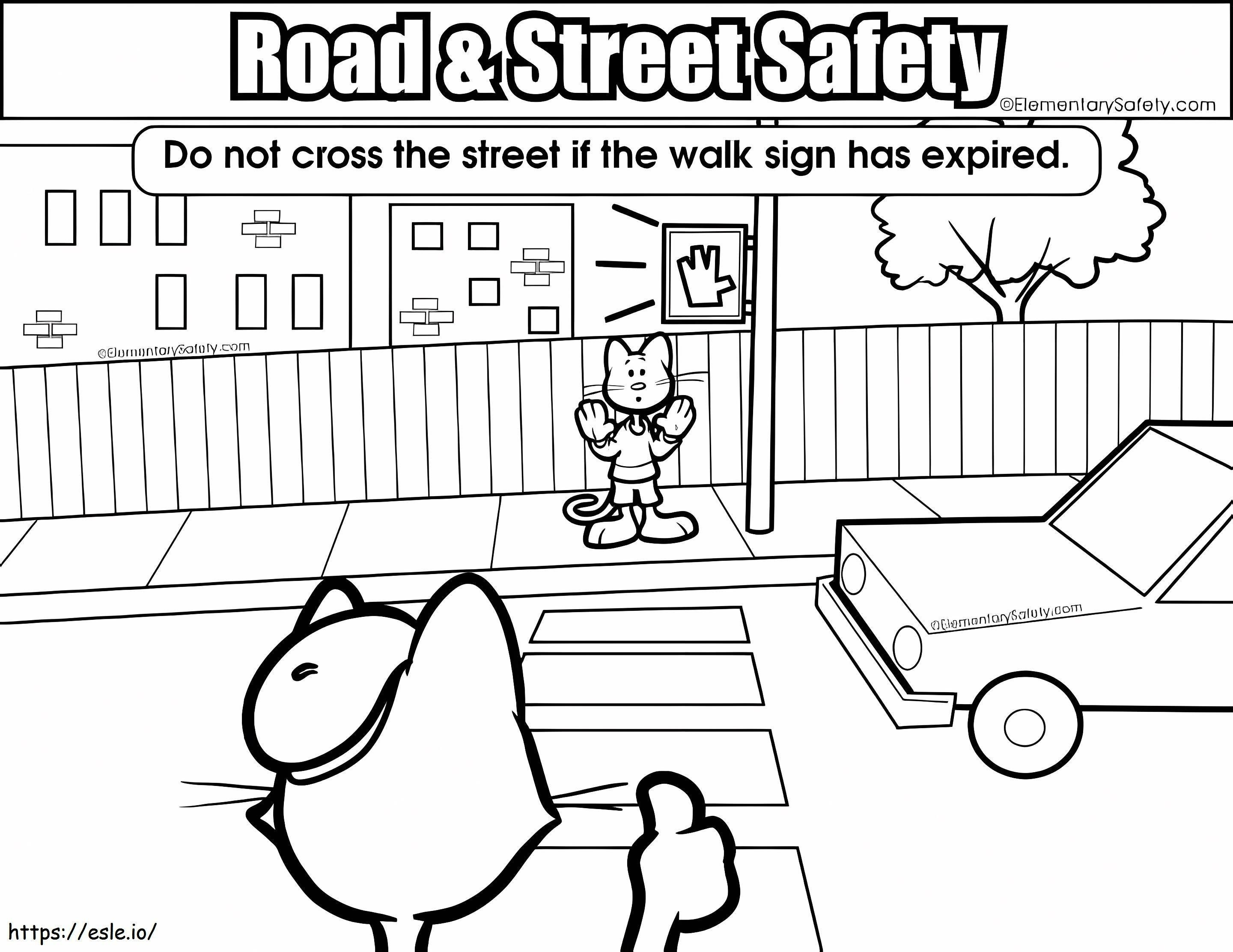 Walk Sign Crossing Street coloring page